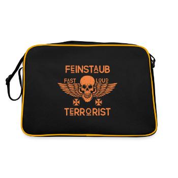 FEINSTAUB Terrorist Auto Fahrer Shirt - Retro Tasche - Schwarz/Gold - Hinten