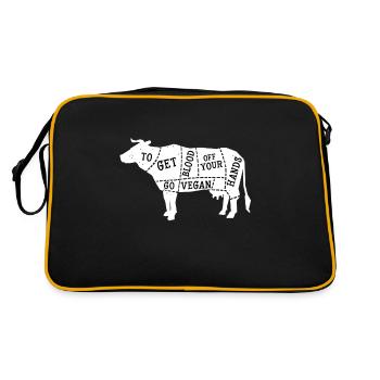 Go Vegan Vegan Vegetarian Meatless Gift - Retro Bag - black/gold - Back