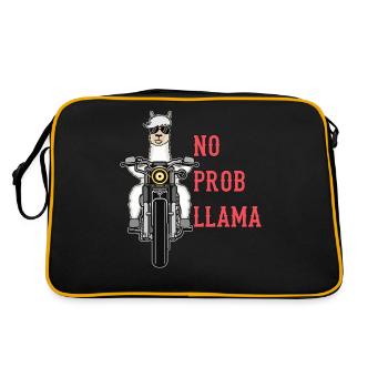 Lama Alpaka Motorrad Geschenk Damen Herren Kinder - Retro Tasche - Schwarz/Gold - Hinten