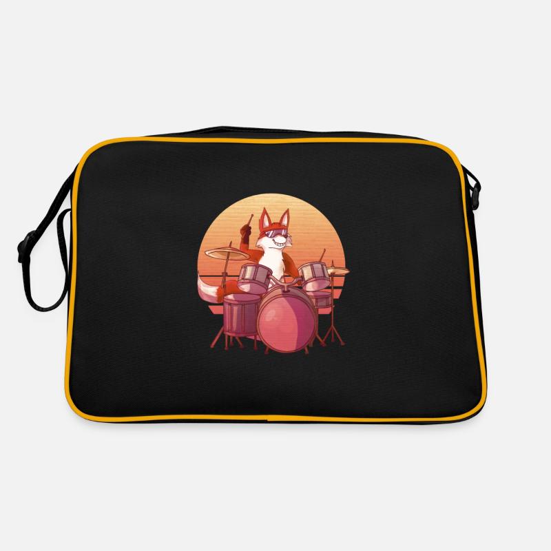 Fox spielt Schlagzeug, Fox Lover Drummer Gift, Retro Tasche