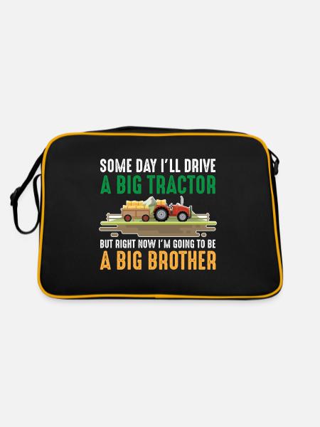 Toddler brother tractor big son sibling - Retro Bag - black/gold - Back