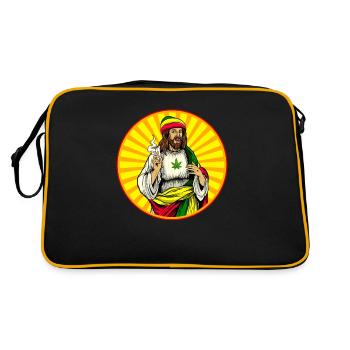 Weed Smoking Jesus Christ - Retro Tasche - Schwarz/Gold - Hinten