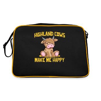 vaches highland me rendent heureux veau mignon bébé veau - Sac Retro - noir/or - Dos