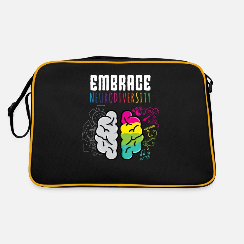 Embrace Neurodiversity Lustiger Spruch Autismus - Retro Tasche - Schwarz/Gold