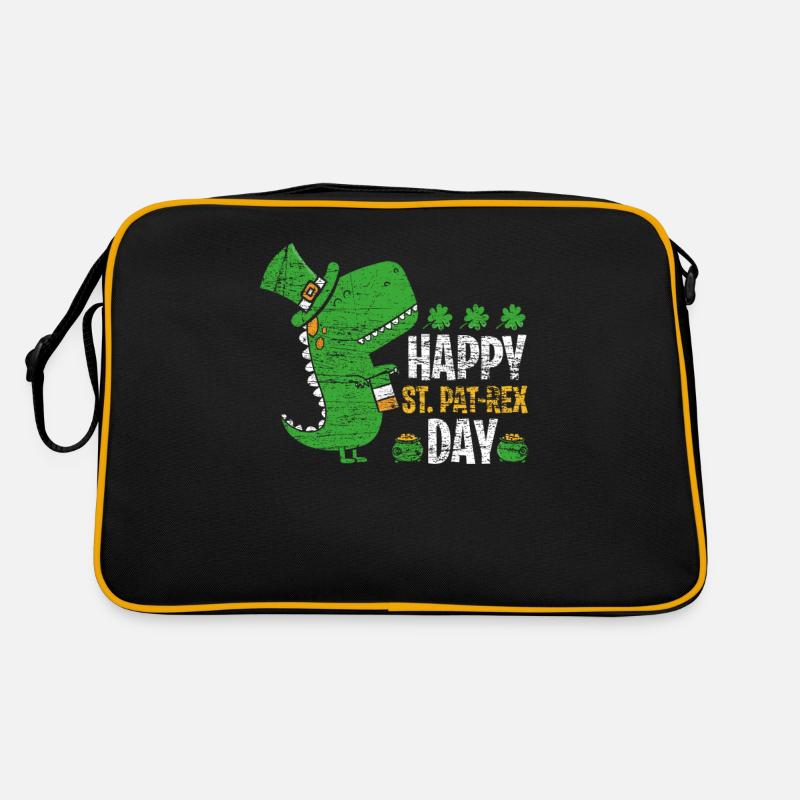 St. Patrick's Day T-Rex - Retro Bag - black/gold