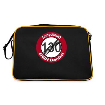 Gegen Tempolimit 130 kmh Auf Deutschen Autobahnen - Retro Tasche - Schwarz/Gold - Hinten