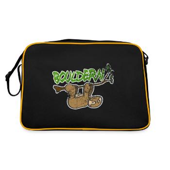 Vintage Bouldern Klettern Faultier Geschenk - Retro Tasche - Schwarz/Gold - Hinten