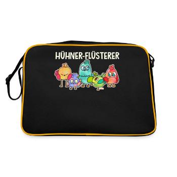 Hühner-Flüsterer Hühner Huhn Landwirt - Retro Tasche - Schwarz/Gold - Hinten