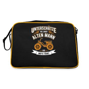 Old man grandfather moped moped gift shirt - Retro Bag - black/gold - Back