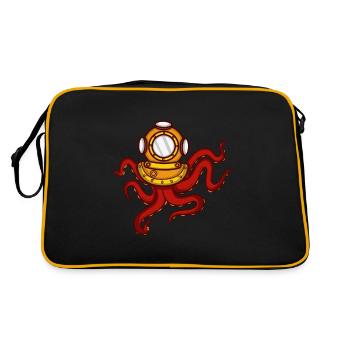 Deep Sea Octopus Deep Sea Diver oder Lehrer Gesche - Retro Tasche - Schwarz/Gold - Hinten