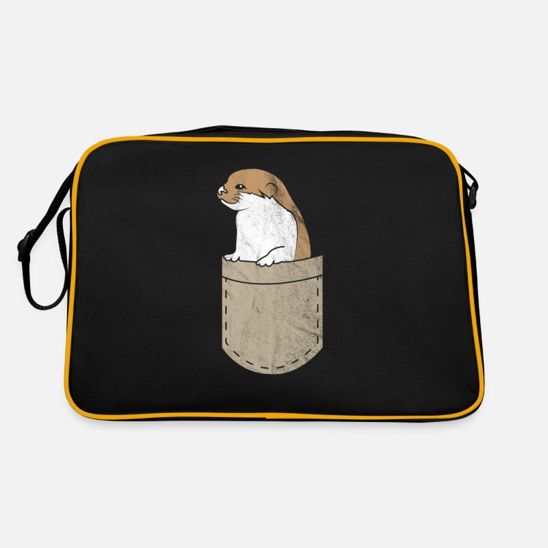 Süßer Otter Brusttasche Geschenk - Retro Tasche - Schwarz/Gold