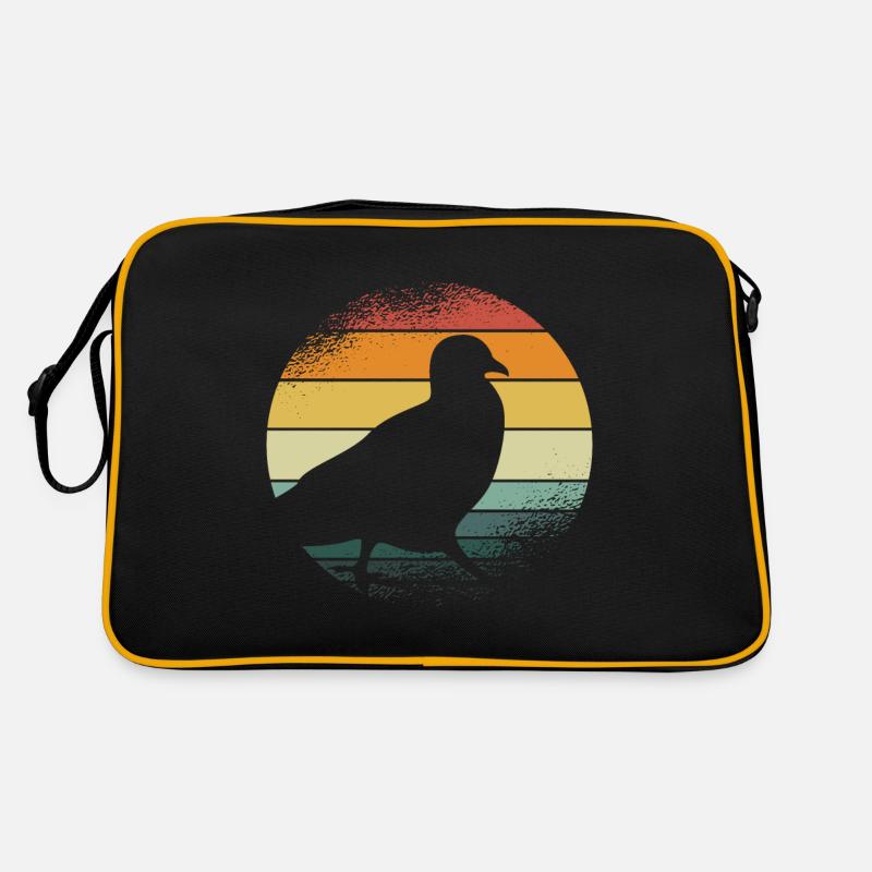 Retro Taube - Retro Tasche - Schwarz/Gold