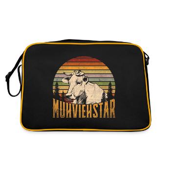 MUHVIEHSTAR Landwirt Bauer Kühe Geschenk Farmer - Retro Tasche - Schwarz/Gold - Hinten