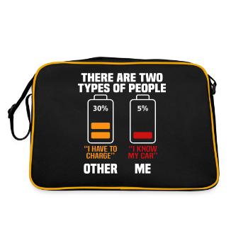 Lustiges Elektroauto Geschenk - Retro Tasche - Schwarz/Gold - Hinten