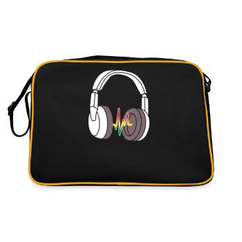 Rasta Kopfhörer Rastafari Jamaika Musik Geschenk - Retro Tasche - Schwarz/Gold - Hinten