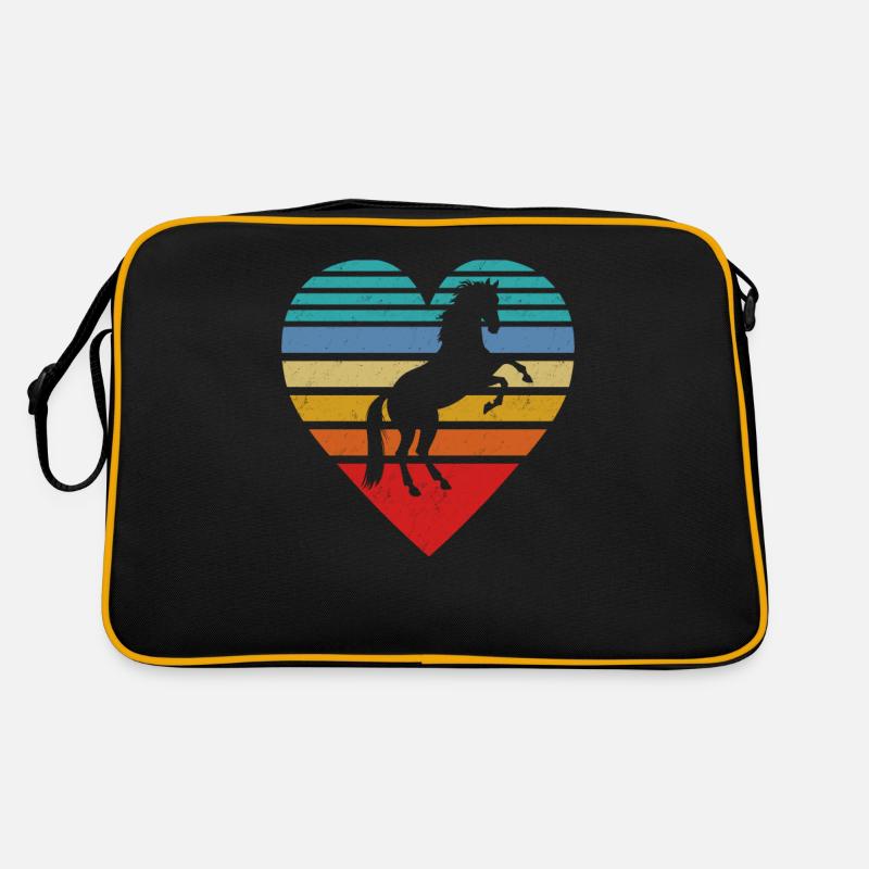 Pferde - Retro Tasche - Schwarz/Gold