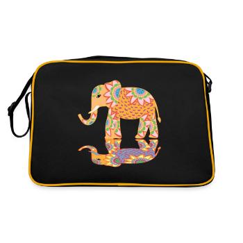 Éléphant indien animal sauvage Safari coloré - Sac Retro - noir/or - Dos
