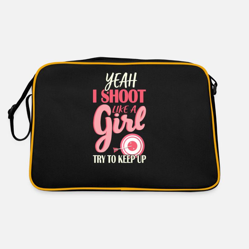 I Shoot Like A Girl Try To Keep Up Bow Hunting Retro Tasche