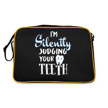 Je juge silencieusement vos dents dentaires drôles - Sac Retro - noir/or - Dos