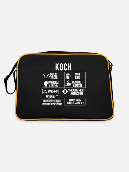 Koch Küche Köchin Kochen Küchenchef Beruf Geschenk - Retro Tasche - Schwarz/Gold