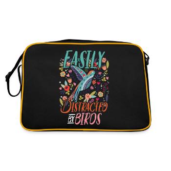Vogel Tiere Tier - Retro Tasche - Schwarz/Gold - Hinten