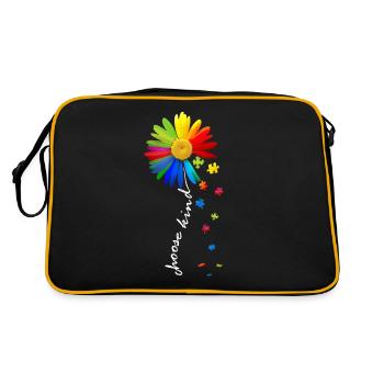 Choose Kind Rainbow Daisy Autism Awareness Support - Retro Bag - black/gold - Back