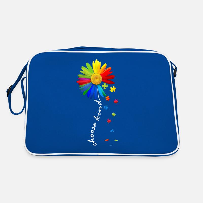 Choose Kind Rainbow Daisy Autism Awareness Support Retro Tasche