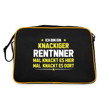 Ich bin ein knackiger Rentner - Retro Tasche - Schwarz/Gold - Hinten