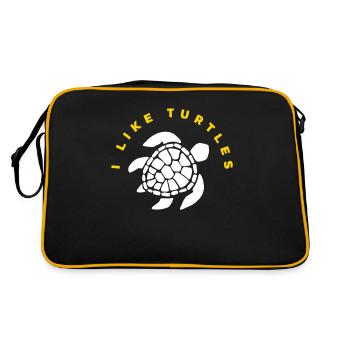 Schildkröte Lieblingstier - Retro Tasche - Schwarz/Gold - Hinten