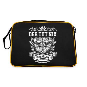 Der Hund tut nix - Retro Tasche - Schwarz/Gold - Hinten