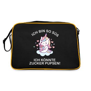 Ich bin so süß ich könnte zucker pupsen - Retro Tasche - Schwarz/Gold - Hinten