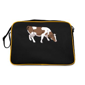 Cow with brown spots - Retro Bag - black/gold - Back