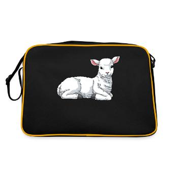 Lamm Schaf Hausschaf - Retro Tasche - Schwarz/Gold - Hinten