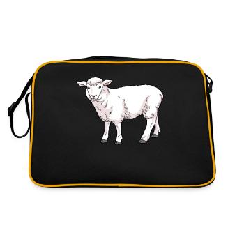 Schaf Hausschaf - Retro Tasche - Schwarz/Gold - Hinten