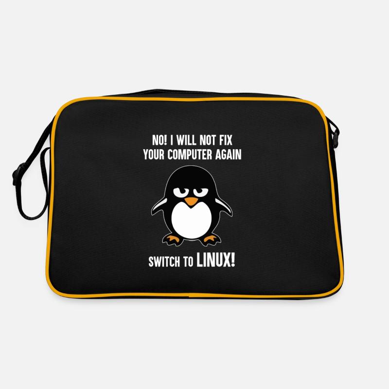 Programmation cadeau informatique · Linux - Sac Retro - noir/or