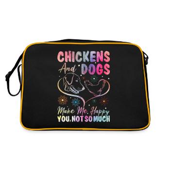 Les poulets et les chiens me rendent heureux moins - Sac Retro - noir/or - Dos