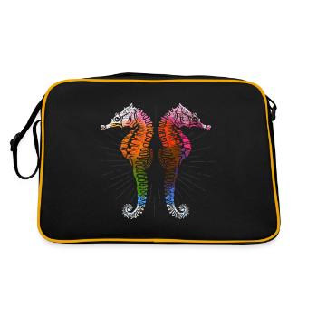 Seepferdchen - Retro Tasche - Schwarz/Gold - Hinten