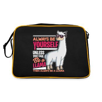 Lama Lustiges Geschenk - Retro Tasche - Schwarz/Gold - Hinten