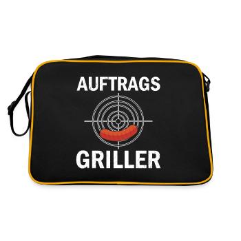 Der Auftragsgriller - Retro Tasche - Schwarz/Gold - Hinten