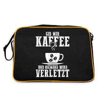 Gib mir Kaffee und niemand wird verletzt - Retro Tasche - Schwarz/Gold - Hinten