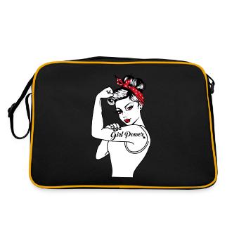 Girl Power GRL PWR pin-up rockabilly rétro - Sac Retro - noir/or - Dos