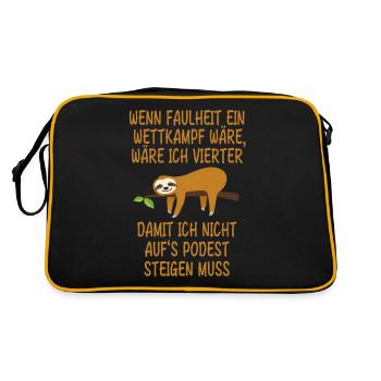 Faultier Faulenzen Wettkampf - Retro Tasche - Schwarz/Gold - Hinten
