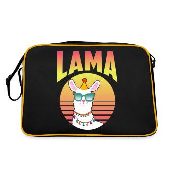 Lama im Sommer - Retro Tasche - Schwarz/Gold - Hinten