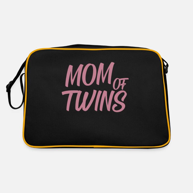 Mama Zwillinge Mutter Geschenk I Muttertag Mami - Retro Tasche - Schwarz/Gold