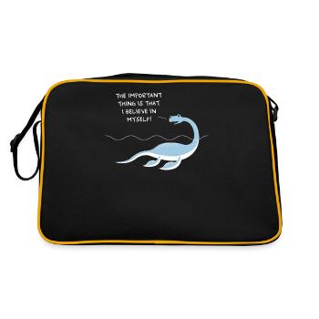 Nessie Loch Ness monster - believe in myself - Retro Bag - black/gold - Back