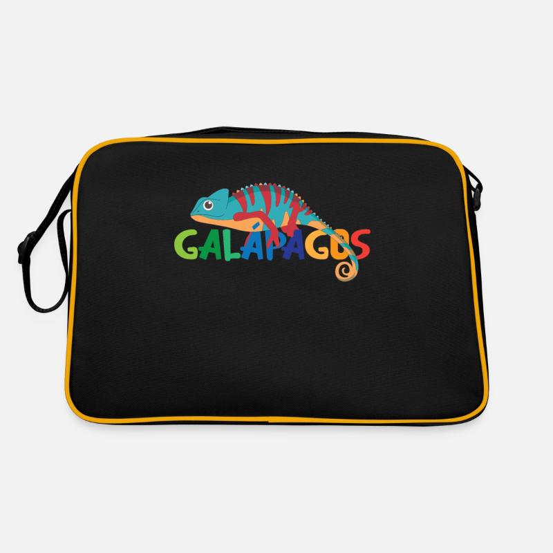 Galapagos Inseln Ecuador Chamäleon Exotisch - Retro Tasche - Schwarz/Gold