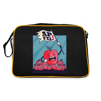 Apfel Revolution Aufstand der Äpfel Obst Geschenk - Retro Tasche - Schwarz/Gold - Hinten