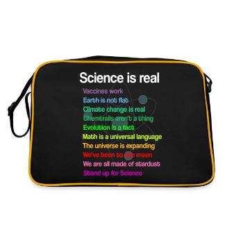 Science is real - Wissenschaft ist wahr! Geschenk - Retro Tasche - Schwarz/Gold - Hinten