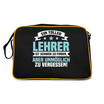 Lustiger Spruch Klassenlehrer Lehrer Geschenk - Retro Tasche - Schwarz/Gold - Hinten
