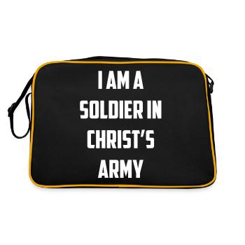 Je suis un soldat dans la foi chrétienne de l'armée du Christ - Sac Retro - noir/or - Dos